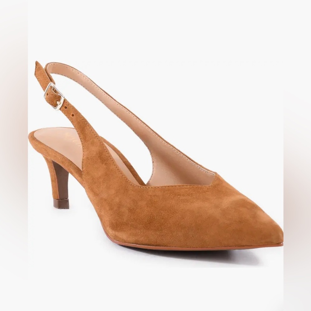 Tan Suede Slingback kitten heels